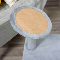 PawHut Arbore de zgariat pentru Pisici cu Stalpi din Franghie de Iuta, Casuta si Perna pentru Pisici, Husa din Plus, Inaltime 84 cm - Gri(m-9)