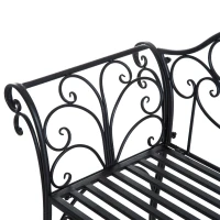 Outsunny Banca pentru Gradina 2Locuri in Metal, 133x51.5x90cm, Negru(m-7)