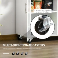 HOMCOM Carucior de Bucatarie Multifunctional cu 2 Sertare, Dulap si 4 Roti, 104x46x91cm - Alb(m-7)