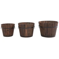 Outsunny set 3 ghivece pentru plante, lemn(m-1)