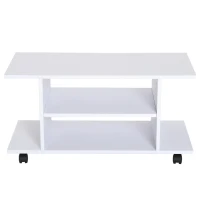 HOMCOM, comoda TV din lemn cu roti, 80x40x40cm, alb(m-4)