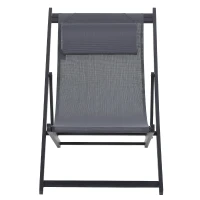 Outsunny Set 2 Sezlonguri Pliabile din Alumini si Textilen Gri(m-4)