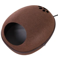 PawHut Pat pentru Pisici din Lana de Berbec si Pasla cu Perna Captusita Maro L47*W38*H24(m-1)