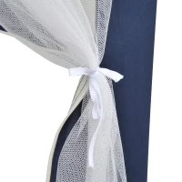 Outsunny Foisor cu Forma Hexagonal de Gradina Schelet din Fier cu 6 Plase pentru Tantari, Albastru/Alb,195x250x197cm(m-4)