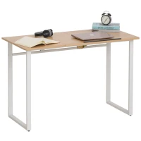 HOMCOM Birou cu blat reglabil pe colt pentru desen casa birou stejar alb(m-4)