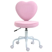 Homcom Scaun Birou Copii – Forma Inima, 5 Roti & Suport Rotativ(m-4)
