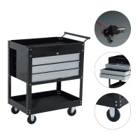 HOMCOM Caucior pentru Atelier Profesional Comoda pentru Scule in Lamiera, Nero, 68x46x88cm(m-11)