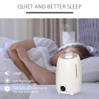 HOMCOM Umidificator Ultrasunete pentru per Spaţii de 4.8L pentru Casa sau Birou Alb(m-7)