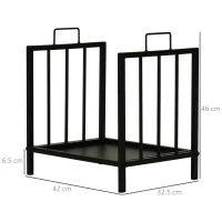 Outsunny Suport pentru Lemne din Metal, cu 2 Mânere și Bază Ridicată pentru 50kg de Lemne, 39x32.5x46 cm, Negru(m-3)