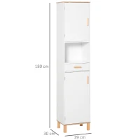 kleankin Dulap Coloana economie de spatiu din Lemn pentru Baie Alb(m-3)