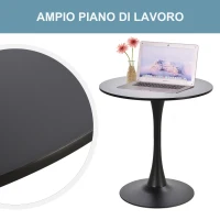 Homcom Masa de Cocktail Rotunda Minimal cu Baza din Meta Negru D70 x 73 cm(m-6)