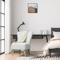 HOMCOM Fotoliu tapitat pentru Sufragerie si Sala in Stil Nordic, Fotoliu de Camera din Tesatura si Picioare din Lemn - Alb(m-4)