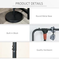 HOMCOM Suport de haine de Perete Bancuta Suport de Pantofi Stalp Pivotant la 360° din Metal Lemn(m-7)