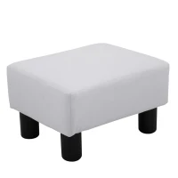 Taburet dreptunghiular HOMCOM captusit si imbracat in piele artificiala alba(m-1)