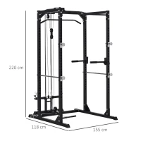 HOMCOM Aparat de antrenament multifunctional Statie de fitness din otel 155x118x220cm Negru(m-3)