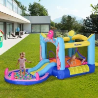 Outsunny opblaasbaar springkasteel met elektrische pomp voor 2 kinderen octopus ontwerp 360 x 175 x 180 cm(m-4)