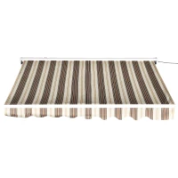 Outsunny Store banne électrique/Manuel rétractable Protection UV 50 + Aluminium Polyester imperméabilisé 2,45 x 2 (avancée) m télécommande fournie Marron Beige rayé(m-11)