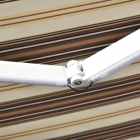 Outsunny Store banne électrique/Manuel rétractable Protection UV 50 + Aluminium Polyester imperméabilisé 2,45 x 2 (avancée) m télécommande fournie Marron Beige rayé(m-13)