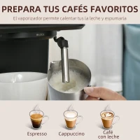 HOMCOM Cafetera Semiautomática 850W de 15 Bares de Presión con Depósito 1,5L Espumador de Leche para Espresso Capuccino Latte Macchiato Vaporizador Orientable 35,5x21x29 cm Negro(m-5)