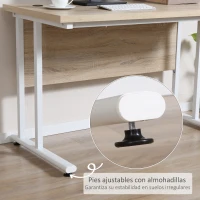 HOMCOM Escritorio Mesa de Ordenador Moderna con 2 Orificios para Cables con Pies Ajustables Mesa Multifuncional para Oficina Estudio 120x60x75 cm Roble(m-6)