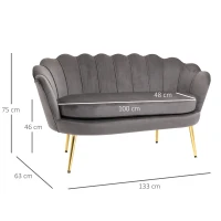 HOMCOM 2-zitsbank bank sofa fluweel velvet touch velours look(m-3)