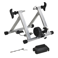 HOMCOM Rodillo de Bicicleta 5 Niveles de Resistencia Cicloentrenador Entrenamiento de Acero 54,5x42,2x39,1cm Plata