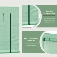 Outsunny Small Walk-in Garden Greenhouse with Steel Frame, Large Roll-up Door and Windows, 200Lx76Wx168Hcm, Green(m-5)