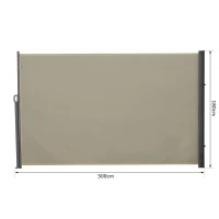 Outsunny Toldo Lateral Retráctil 300x180 cm Pantalla Enrollable Mampara de Privacidad y Protección Solar para Balcón Terraza Color Crema(m-3)