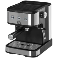 HOMCOM Cafetera Semiautomática 850W de 15 Bares de Presión con Depósito 1,5L Espumador de Leche para Espresso Capuccino Latte Macchiato Vaporizador Orientable 35,5x21x29 cm Negro(m-1)