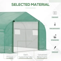Outsunny Walk-in Polytunnel Garden Greenhouse, Outdoor Mesh Door Greenhouse with PE Cover and 6 Windows, 4.5 x 3 x 2m, Green(m-4)