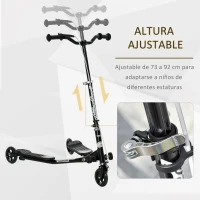 HOMCOM Patinete Scooter de 3 Ruedas Plegable Scooter de Oscilación de Reductor para Niños +4 Años con Freno Manillar Ajustable Carga 60kg Negro(m-5)