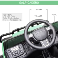 HOMCOM Coche Eléctrico para Niños de +3 Años Todoterreno con 2 Motores Control Remoto 2,4 GHz Batería Recargable 119x64,5x65 cm Verde(m-5)