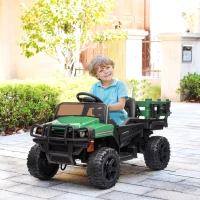 HOMCOM Coche Eléctrico para Niños de +3 Años Todoterreno con 2 Motores Control Remoto 2,4 GHz Batería Recargable 119x64,5x65 cm Verde(m-2)