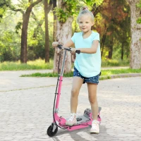 HOMCOM Patinete Eléctrico Plegable para Niños y Adolescentes de +7 Años Scooter con Manillar y Sillín Ajustables Velocidad Máx. de 10 km/h 81,5x38x94 cm Rosa(m-2)