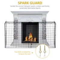 HOMCOM Extendable Fire Guard Screen, Freestanding Fire Screen Spark Guard, Folding Fireplace Cover, Wire Mesh, 81.5-160cm, Black(m-4)