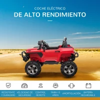 HOMCOM Coche Eléctrico para Niños Vehículo Todoterreno Infantil con Música Luces Batería 12V Control Remoto Carga 50kg para Niños 3 Años+ 135x86x85cm(m-4)