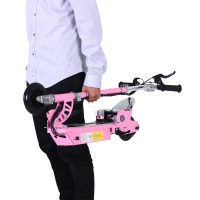 HOMCOM Patinete Eléctrico Plegable para Niños y Adolescentes de +7 Años Scooter con Manillar y Sillín Ajustables Velocidad Máx. de 10 km/h 81,5x38x94 cm Rosa(m-5)
