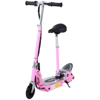 HOMCOM Patinete Eléctrico Plegable para Niños y Adolescentes de +7 Años Scooter con Manillar y Sillín Ajustables Velocidad Máx. de 10 km/h 81,5x38x94 cm Rosa(m-1)