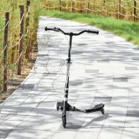 HOMCOM Patinete Scooter de 3 Ruedas Plegable Scooter de Oscilación de Reductor para Niños +4 Años con Freno Manillar Ajustable Carga 60kg Negro(m-2)