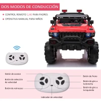 HOMCOM Coche Eléctrico para Niños Vehículo Todoterreno Infantil con Música Luces Batería 12V Control Remoto Carga 50kg para Niños 3 Años+ 135x86x85cm(m-7)
