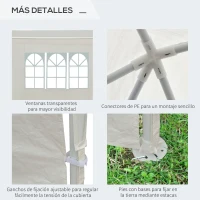 Outsunny Carpa de Jardín 6x3x2,5 m con 4 Paredes Laterales y 2 Ventanas Cenador Gazebo de Exterior Marco de Acero para Fiestas Eventos Bodas Blanco(m-6)