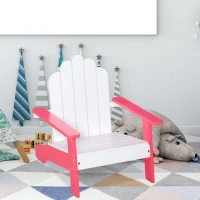Outsunny Silla de Jardín Adirondack para Niños de +1 Año de Madera Maciza Sillón Infantil para Interior Terraza Balcón Carga Máx. 40 kg 51x50x52,5 cm Blanco(m-2)