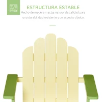 Outsunny Silla de Jardín Adirondack para Niños de +1 Año de Madera Maciza Sillón Infantil para Interior Terraza Balcón Carga Máx. 40 kg 51x50x52,5 cm Amarrillo(m-4)