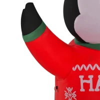 HOMCOM Aufblasbare Pinguin-Figur 1,88 m Weihnachtsdekoration mit Lichtern Weihnachten Dekoration automatisches Aufblasen wetterfest Polyester Weiß+Schwarz+Rot+Grün 112 x 93 x 188 cm(m-5)