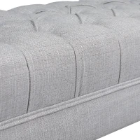 HOMCOM Polsterbank Sitzbank Truhenbank Lounge Retro, Leinen+Metall, Grau, L108xB44xH44cm(m-9)