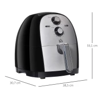 HOMCOM Luftfritteuse Frittierkorb 5L 1700W Heißluftfritteuse zum Frittieren Grillen Braten Backen ohne Fett PP Aluminium Silber+Schwarz 38,5 x 30,7 x 33,1 cm(m-3)