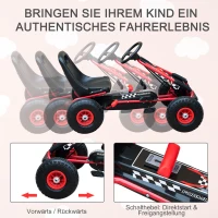 HOMCOM skelter kindervoertuig trapauto met pedaal voor 3-8 jaar staal rubberen wielen(m-4)