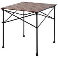 Outsunny campingtafel met houtnerf, klaptafel, picknicktafel, aluminium legering, donkerbruin, 70 x 70 x 70 cm houtnerf klaptafel picknicktafel aluminium legering donkerbruin | Aosom.nl(m-1)