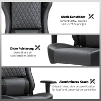 Vinsetto® Ergonomischer Gaming Stuhl Bürostuhl mit Wippfunktion höhenverstellbar Schwarz(m-7)