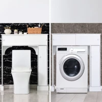 HOMCOM Toilettenregal Toilettenschrank Überbauschrank Anti-Kipp Viel Stauraum MDF Weiß 89 x 23 x 104 cm(m-9)